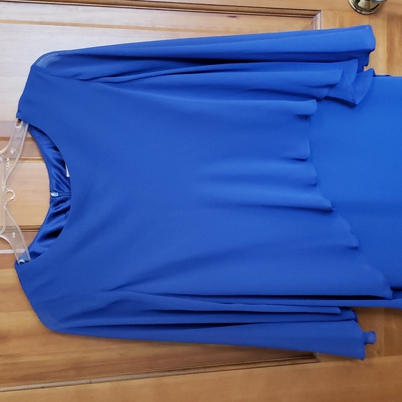 COLDWATER CREEK BLUE CHIFFON COCKTAIL DRESS, Size 6P - Picture 4 of 13